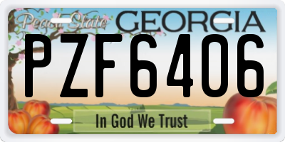 GA license plate PZF6406