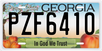 GA license plate PZF6410