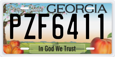 GA license plate PZF6411