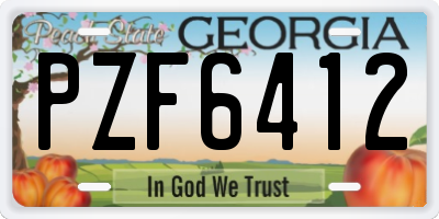 GA license plate PZF6412