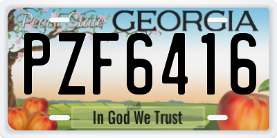 GA license plate PZF6416