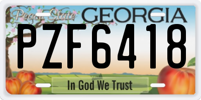 GA license plate PZF6418