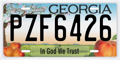 GA license plate PZF6426