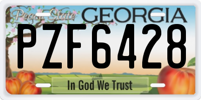 GA license plate PZF6428
