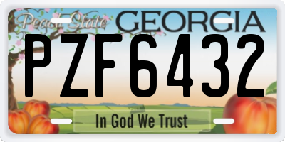 GA license plate PZF6432