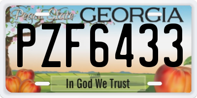 GA license plate PZF6433