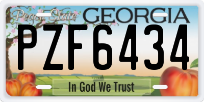 GA license plate PZF6434