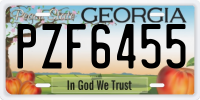 GA license plate PZF6455