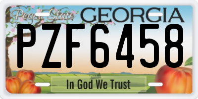 GA license plate PZF6458