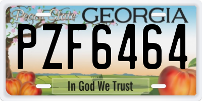 GA license plate PZF6464