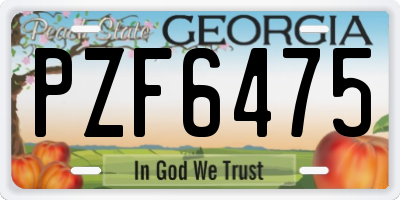 GA license plate PZF6475