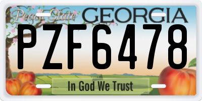 GA license plate PZF6478
