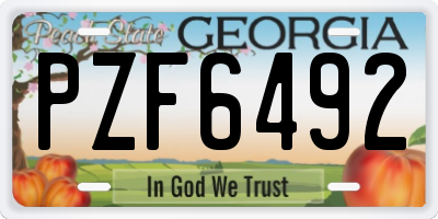 GA license plate PZF6492
