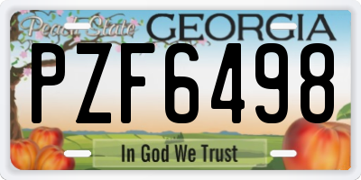 GA license plate PZF6498