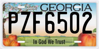 GA license plate PZF6502