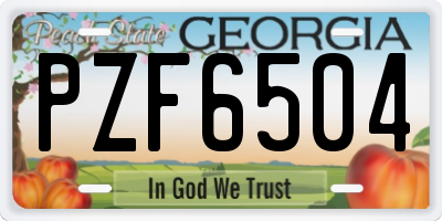 GA license plate PZF6504