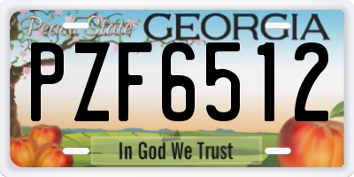 GA license plate PZF6512