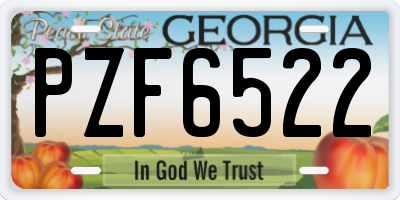 GA license plate PZF6522