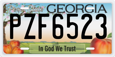 GA license plate PZF6523