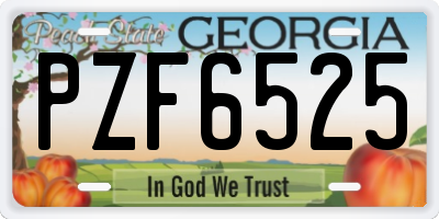 GA license plate PZF6525