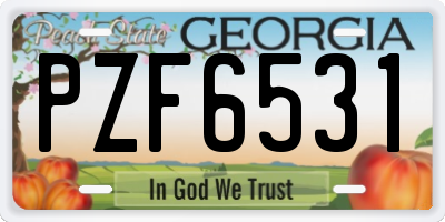 GA license plate PZF6531