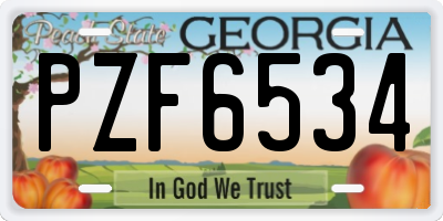 GA license plate PZF6534