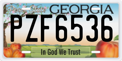 GA license plate PZF6536