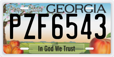 GA license plate PZF6543