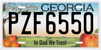 GA license plate PZF6550