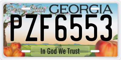 GA license plate PZF6553