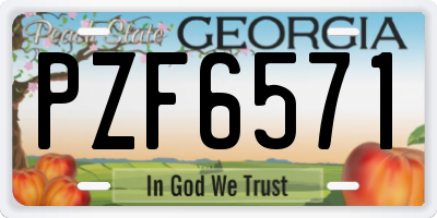 GA license plate PZF6571