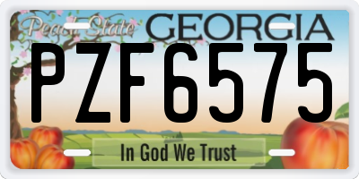 GA license plate PZF6575