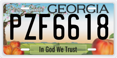 GA license plate PZF6618