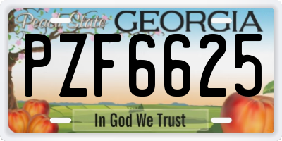 GA license plate PZF6625