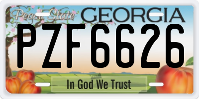 GA license plate PZF6626
