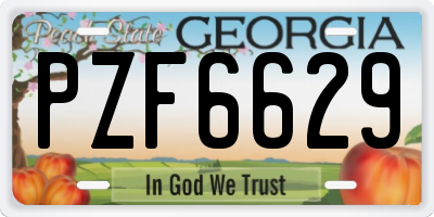 GA license plate PZF6629