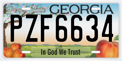 GA license plate PZF6634