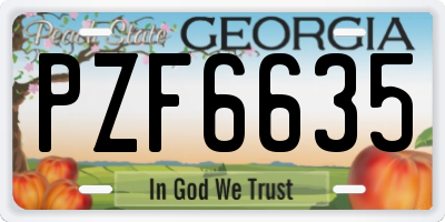 GA license plate PZF6635