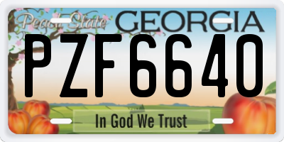 GA license plate PZF6640