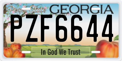 GA license plate PZF6644