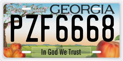 GA license plate PZF6668
