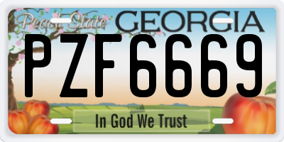 GA license plate PZF6669
