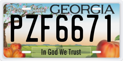 GA license plate PZF6671