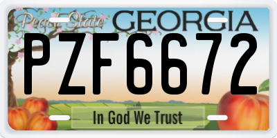 GA license plate PZF6672