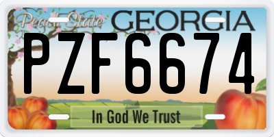 GA license plate PZF6674