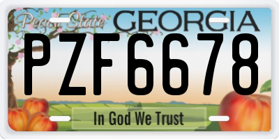 GA license plate PZF6678