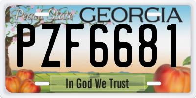 GA license plate PZF6681