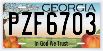 GA license plate PZF6703
