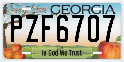 GA license plate PZF6707