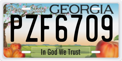 GA license plate PZF6709